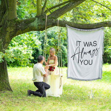 It was Always You Woven Blanket Super Soft Throw Blanket, Wedding Proposal Decorations for Outdoor, Proposal Tapestry Marry Me Sign, Ideal for Engagement Party Decoration, 51x71 in.
